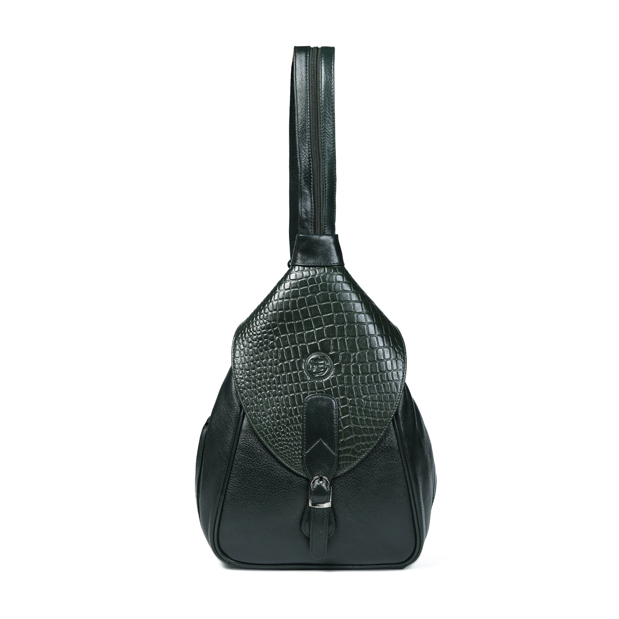 Maroon Croco Leather Shoulder Bag